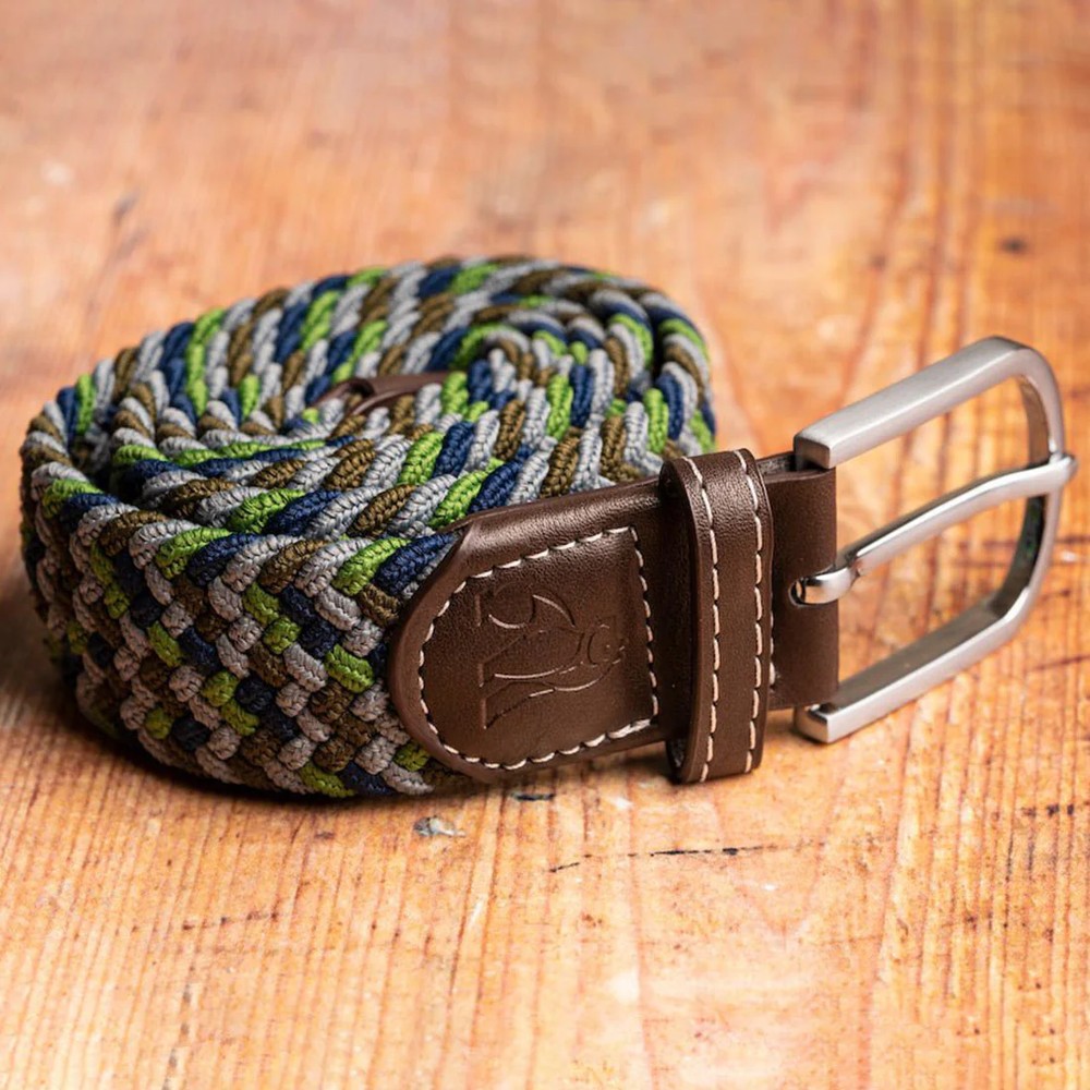 Swole Panda Woven Belt Green / Blue Zigzag