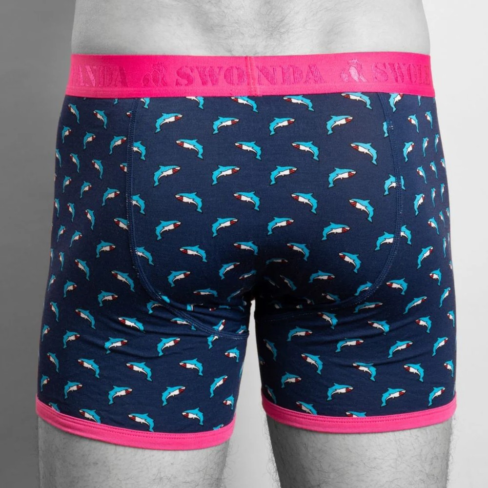 Swole Panda Bamboo Sharks Boxers Blue Sharks