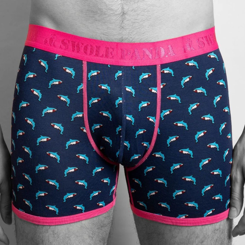 Swole Panda Bamboo Sharks Boxers Blue Sharks