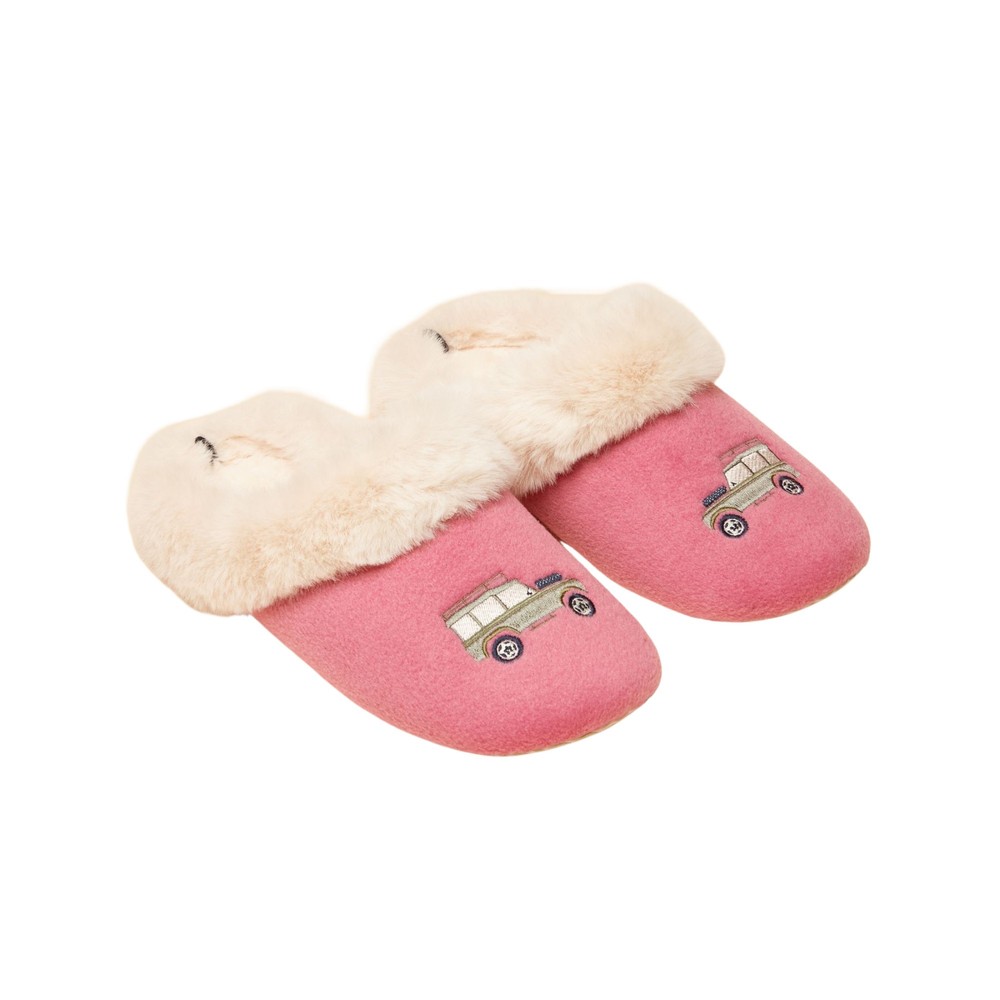Joules Womens Slippet Car Slippers Pink/Cream