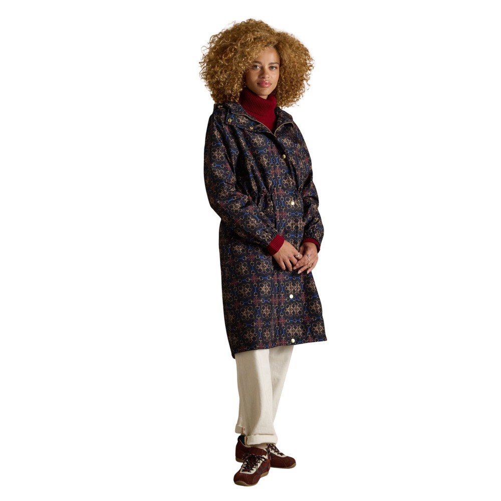 Joules Womens Holkham Raincoat Navy Strirrup Geo
