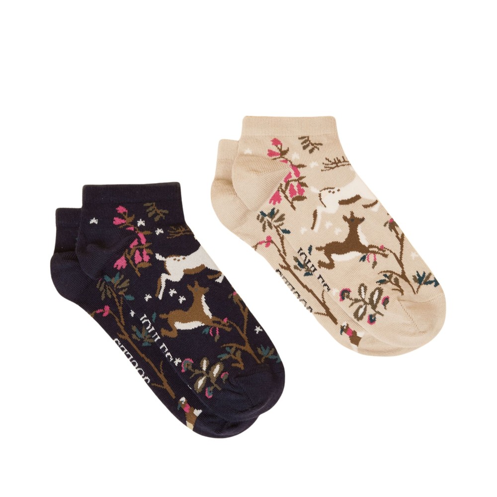 Joules Womens Rilla Socks 2 Pack Navy Oatmeal