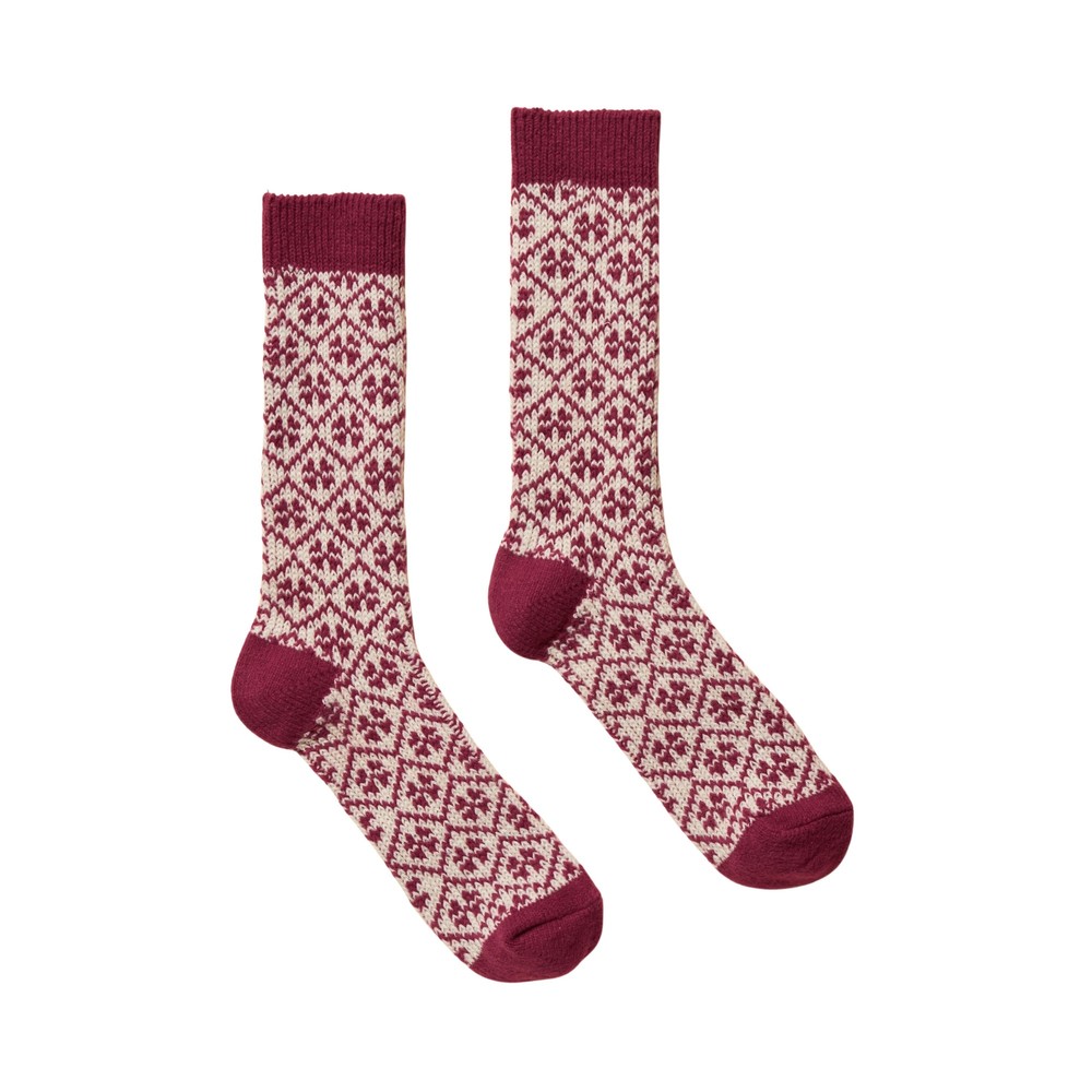 Joules Womens Cosy Stripe Socks Berry Red