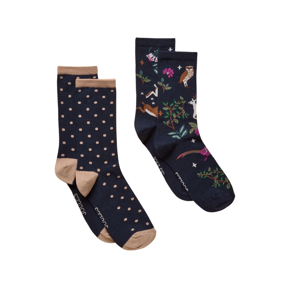 Joules Womens Everyday 2 Pack Socks Multi/Navy
