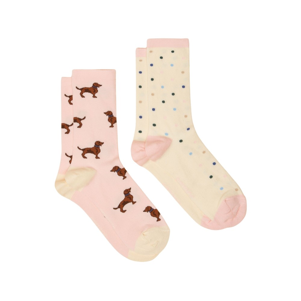 Joules Womens Everyday 2 Pack Socks Pink/Blue