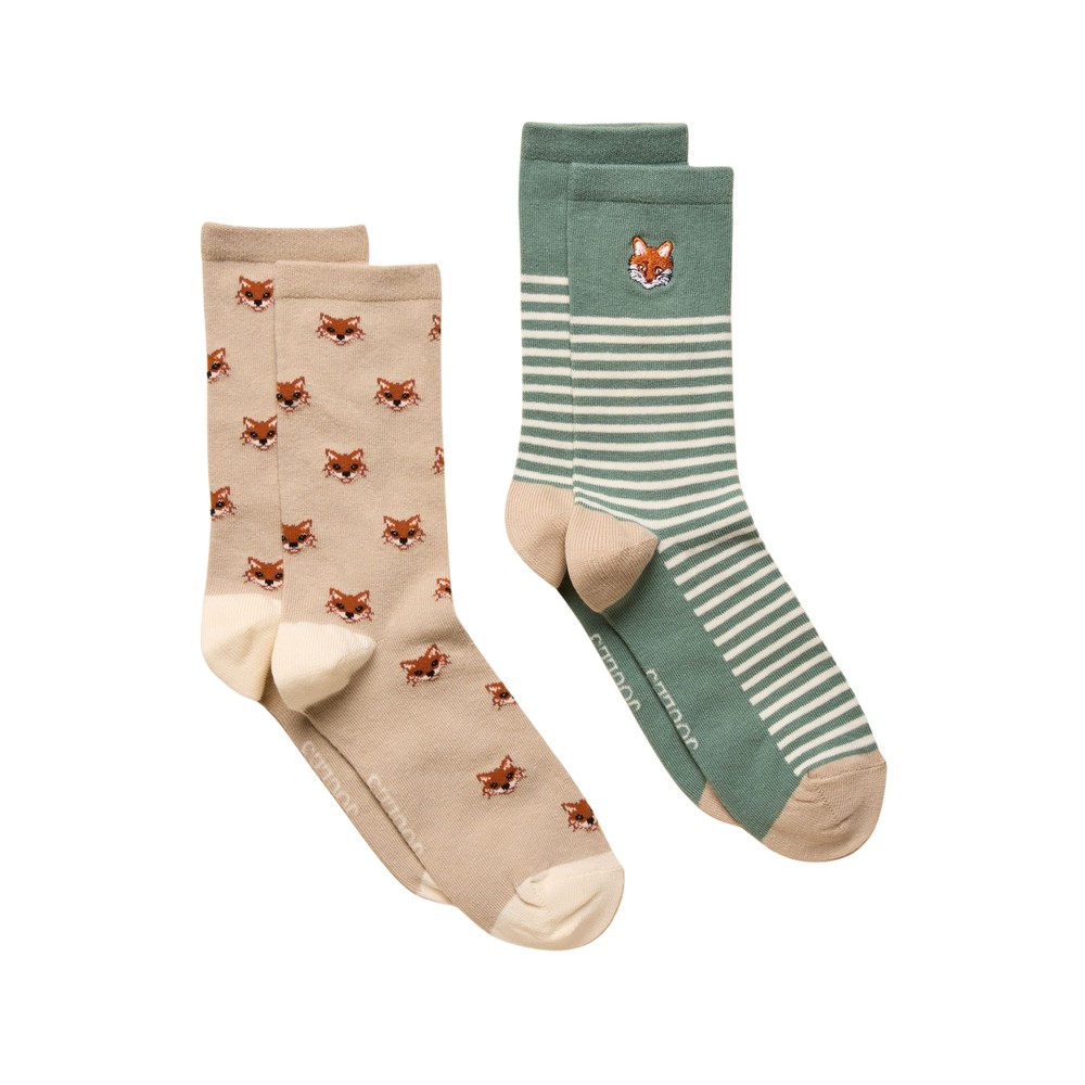 Joules Womens Everyday 2 Pack Socks Khaki/Stone