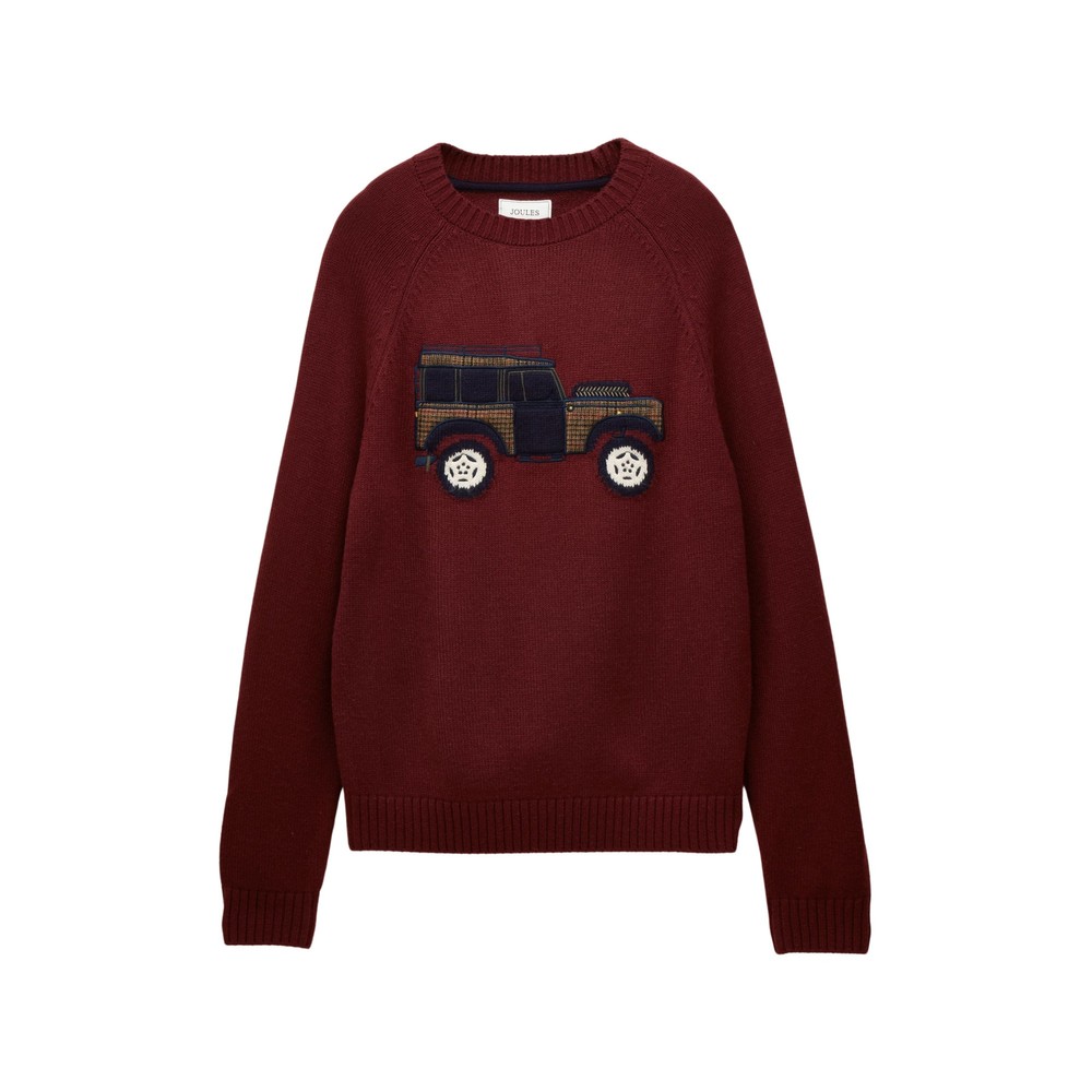 Joules Offroad Crew Crewneck knitted Sweatshirt Burgundy Red