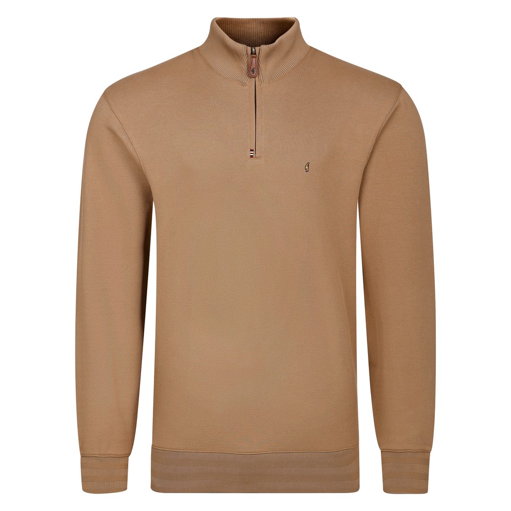 Gabicci Plain Quarter Zip Sweatshirt Granola