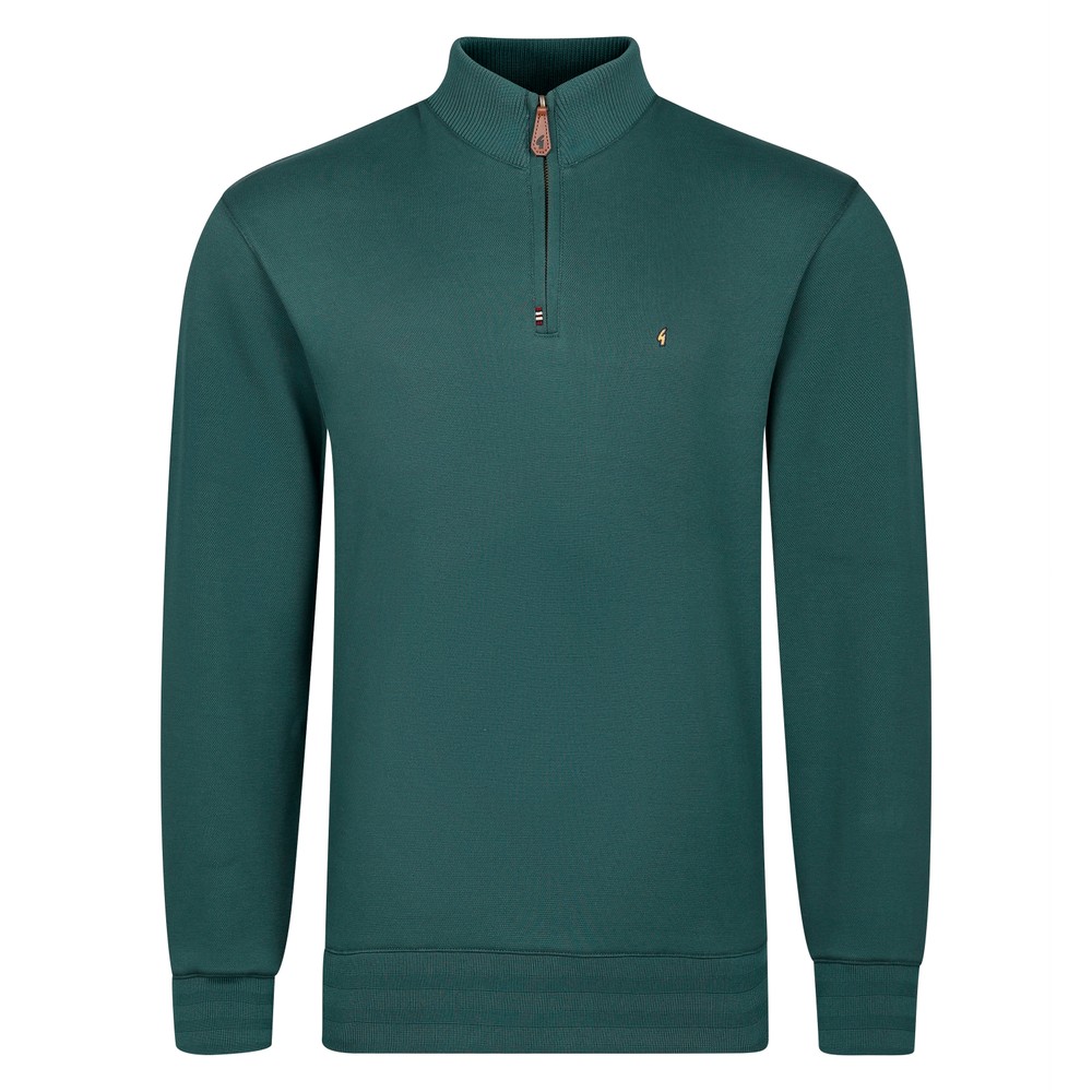 Gabicci Plain Quarter Zip Sweatshirt Ivy