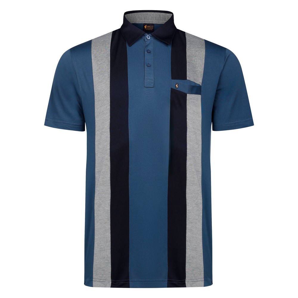 Gabicci Vertical Panel Polo Shirt Indigo