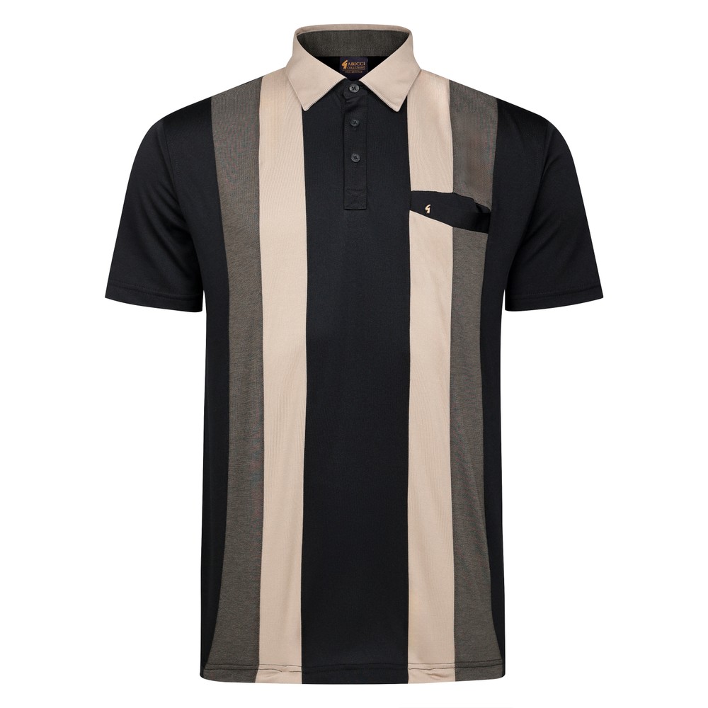 Gabicci Gabicci Vertical Panel Polo Shirt in Black