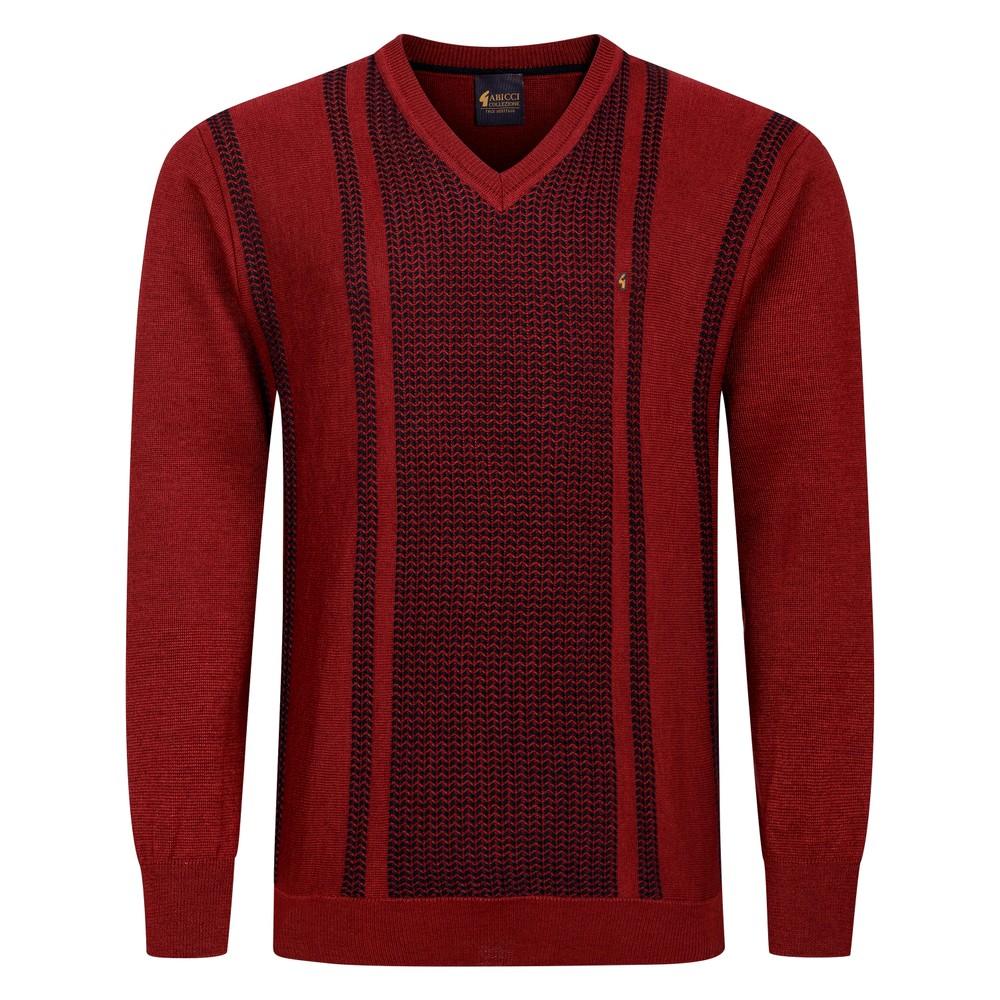Gabicci V-Neck Textured Stripe Jumper Mulberry