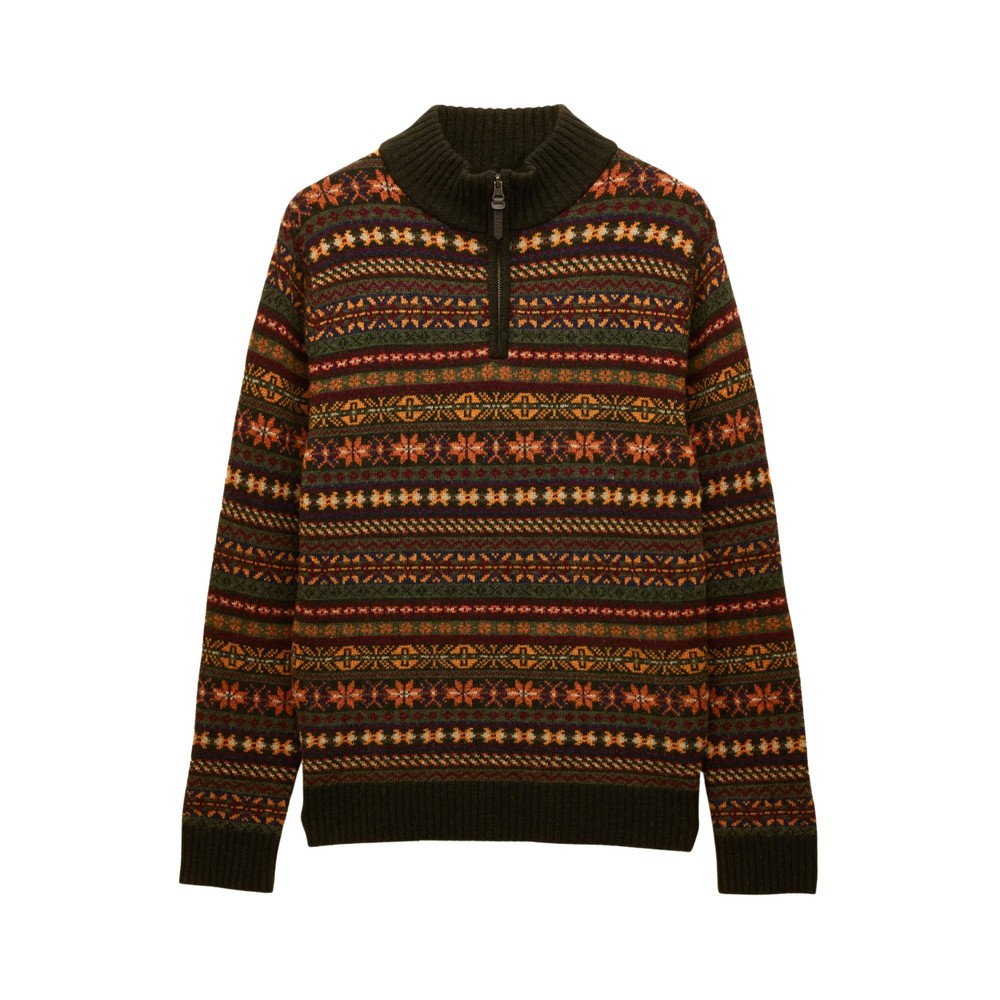 Joules Milligan Pattern Knitted Quarter Zip Green