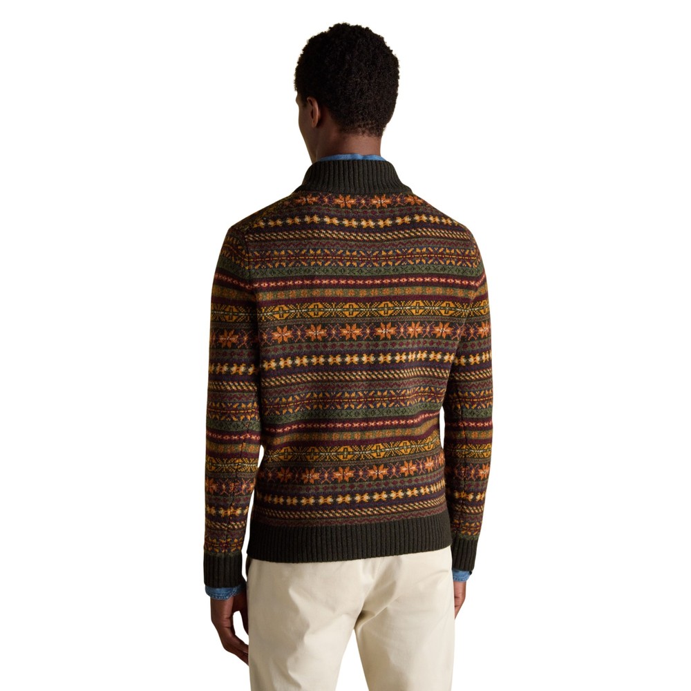 Milligan Pattern Knitted Quarter Zip Green