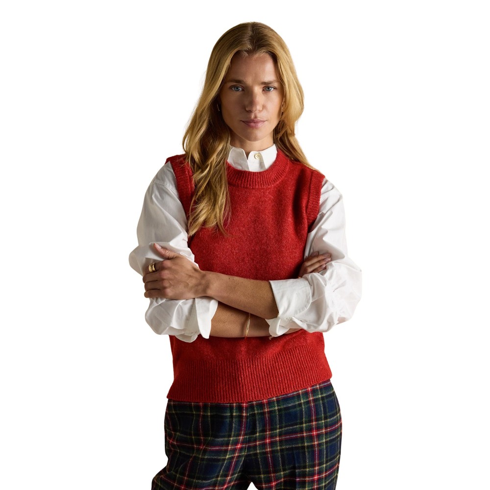 Joules Womens Holly Knitted Vest Red