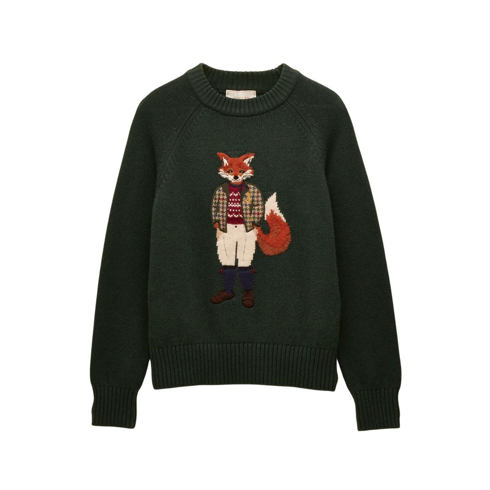 Joules Womens Jonty Fox Knitted Sweatshirt Green