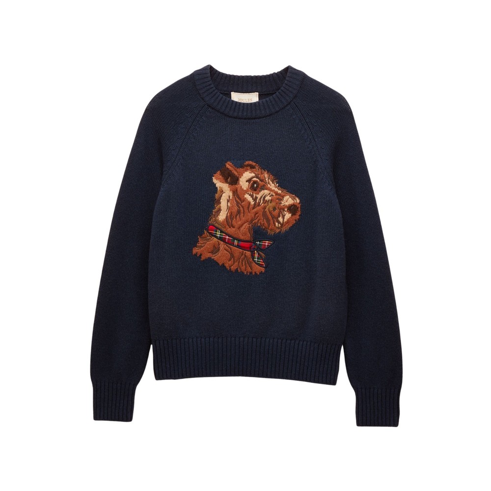 Joules Womens Monty Dog Knitted Sweatshirt Navy