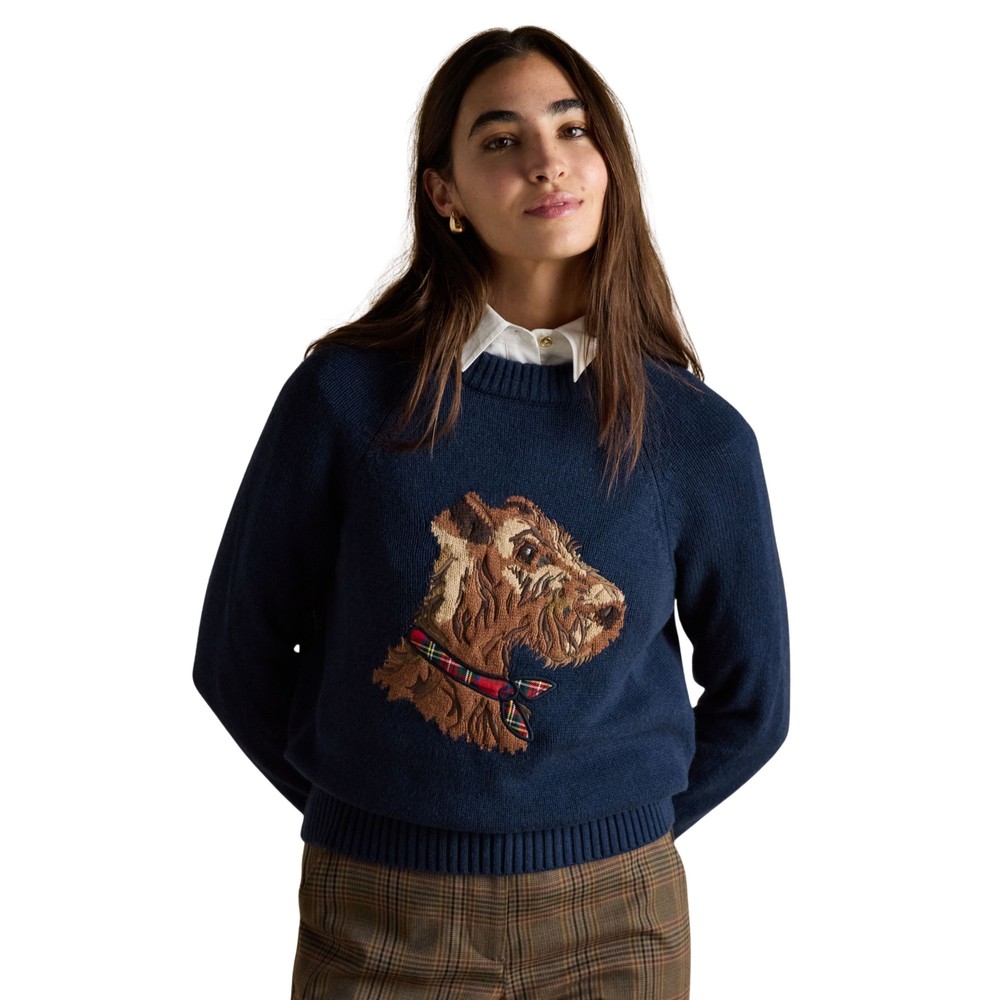 Joules Womens Monty Dog Knitted Sweatshirt Navy