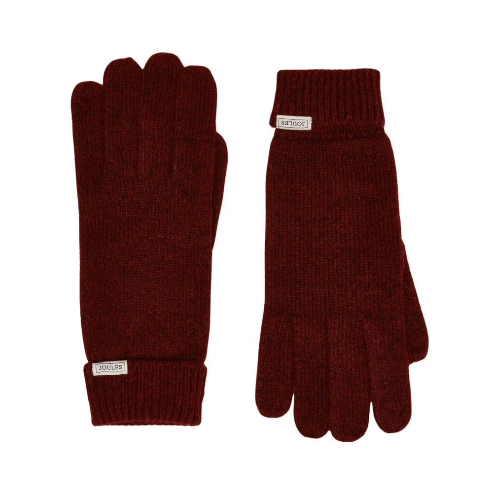 Joules Womens Rosa Gloves Berry Red
