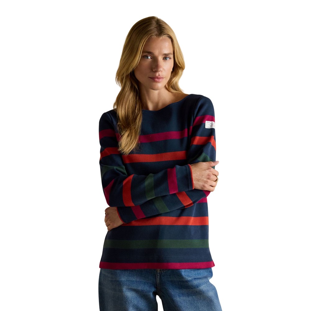 Joules Womens Harbour Striped Top Navy Multicolour