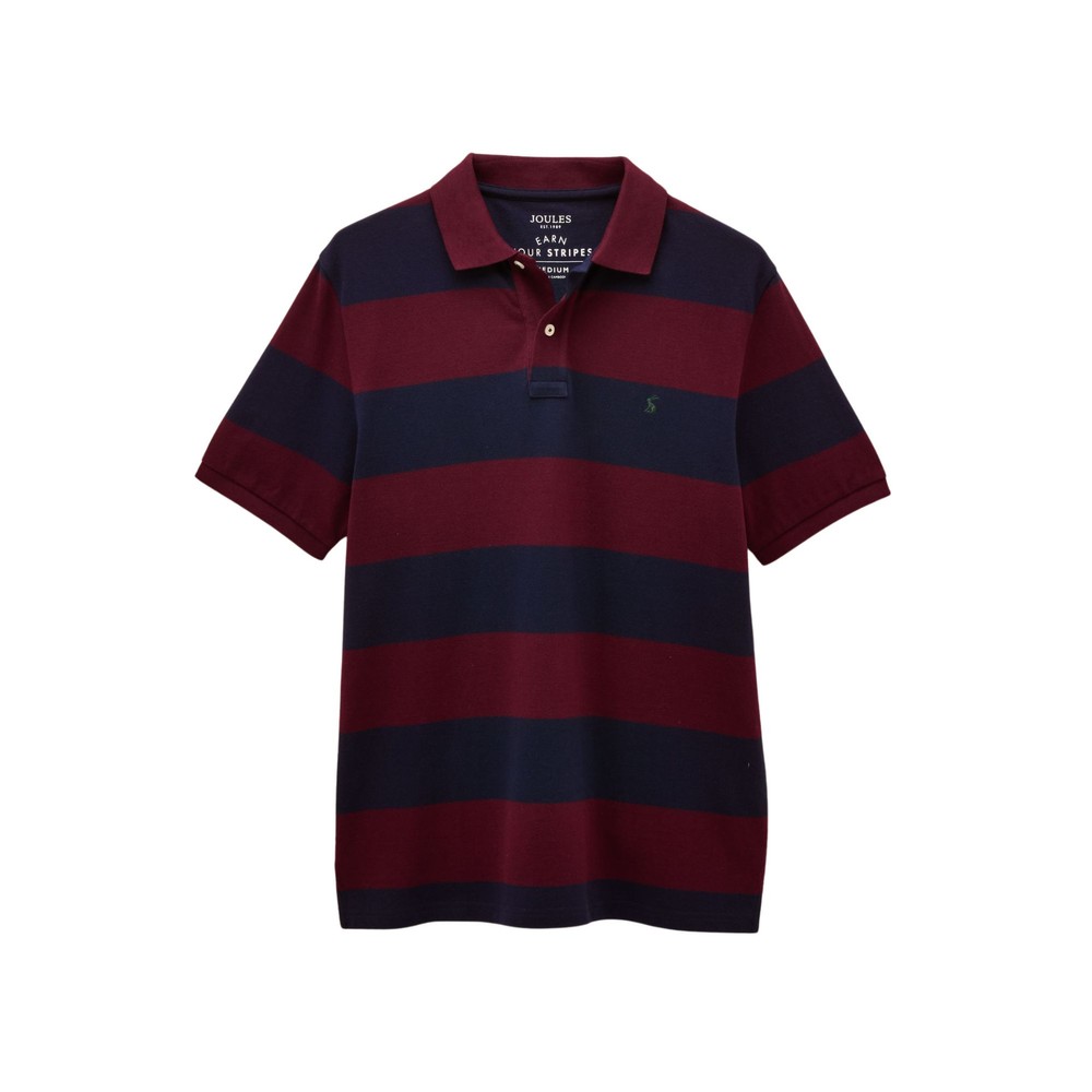 Joules Woody Striped Polo Shirt Navy/Burgundy
