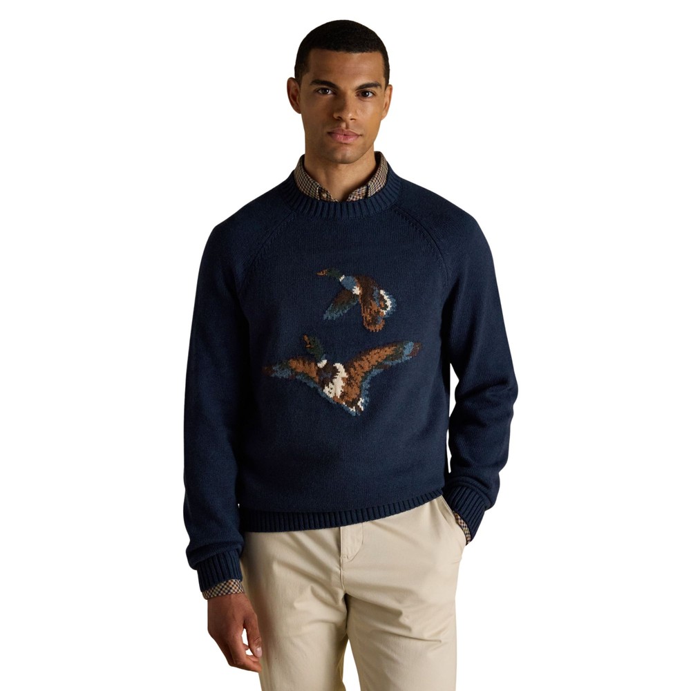 Joules Duck Intarsia Mens Knitted Sweatshirt Navy