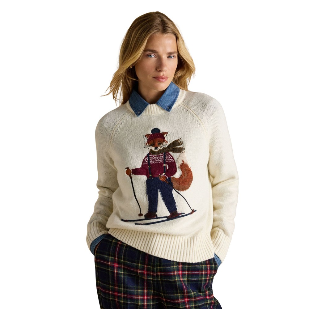 Joules Womens Jonty Ski Knitted Sweatshirt Oatmeal