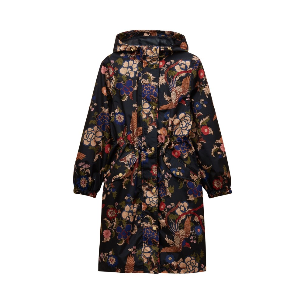 Joules Womens Holkham Raincoat Navy Bird Floral