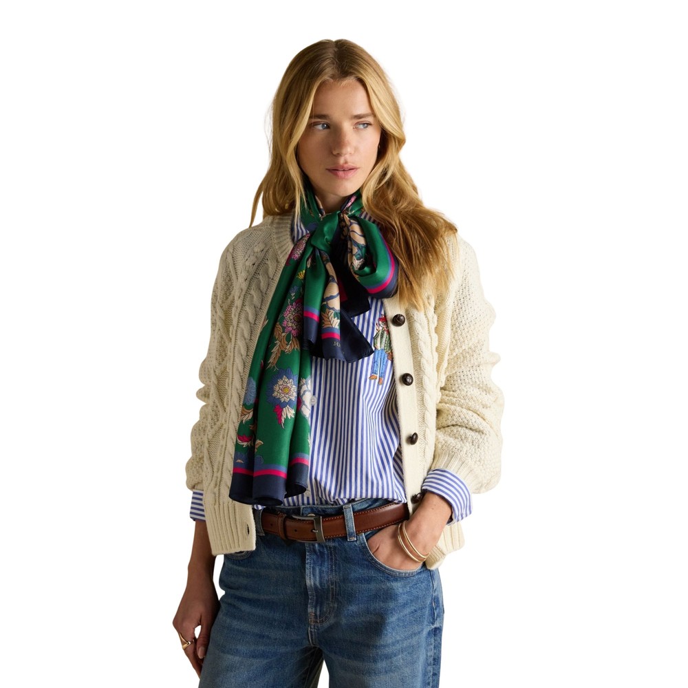Joules Womens Windsor 100% Silk Scarf Green Floral