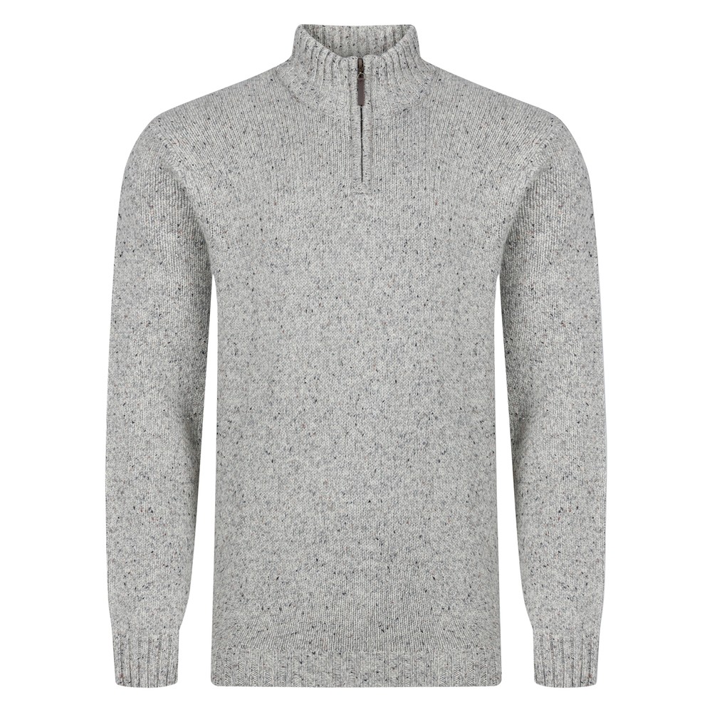 Peter Gribby Lambswool 1/4 Zip Sweater Pebble