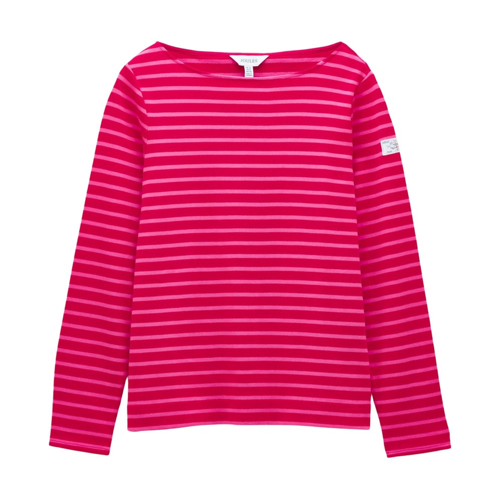 Joules Womens Striped Harbour Top Red Pink Stripe
