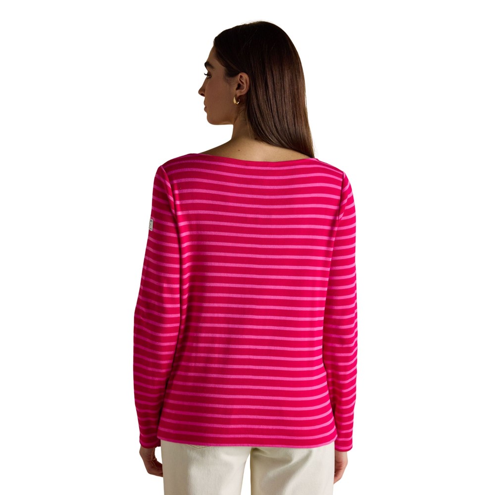Womens Striped Harbour Top Red Pink Stripe