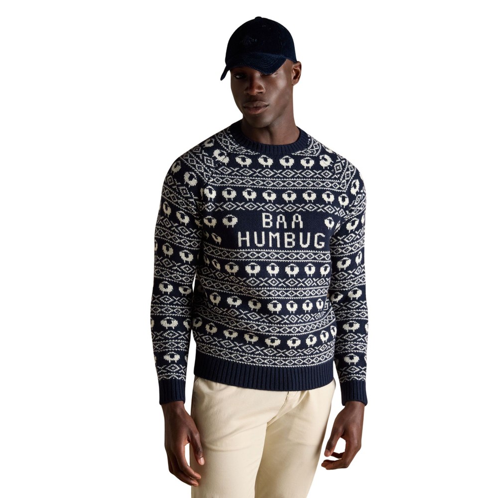 Joules Baa Humbug Christmas Jumper Navy