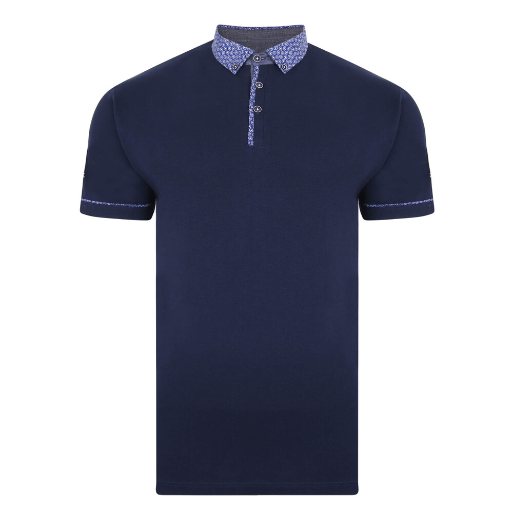 Mens Lizard King Button Down Printed Collar Polo Shirt in Navy