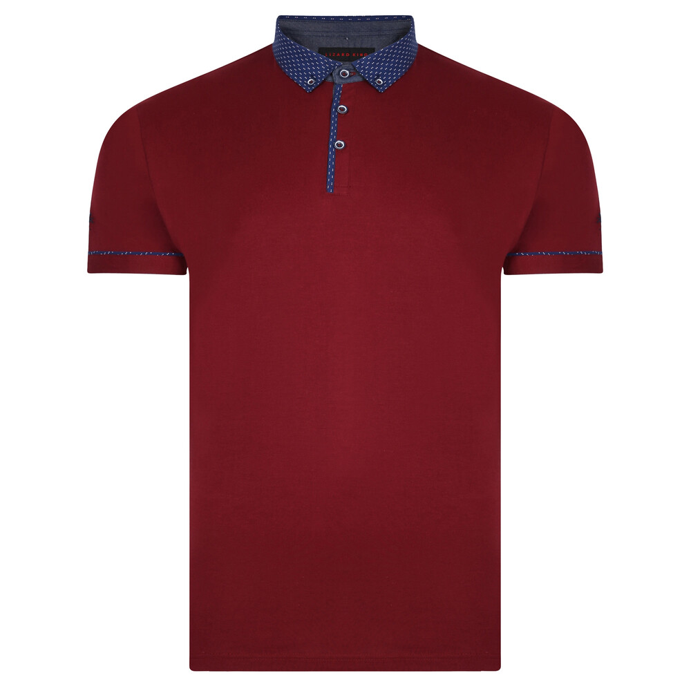 Button Down Printed Collar Polo Shirt Wine