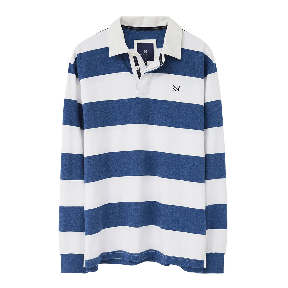 Mens Crew Clothing Heritage Stripe Rugby in White Marl