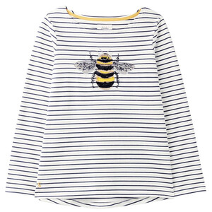 Kids Joules Girls Harbour Luxe Bee Embellished Top in Embroided Bee