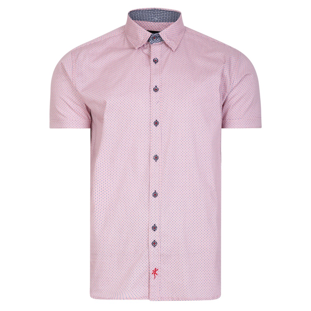 Spot Print Short Sleeve Shirt Red