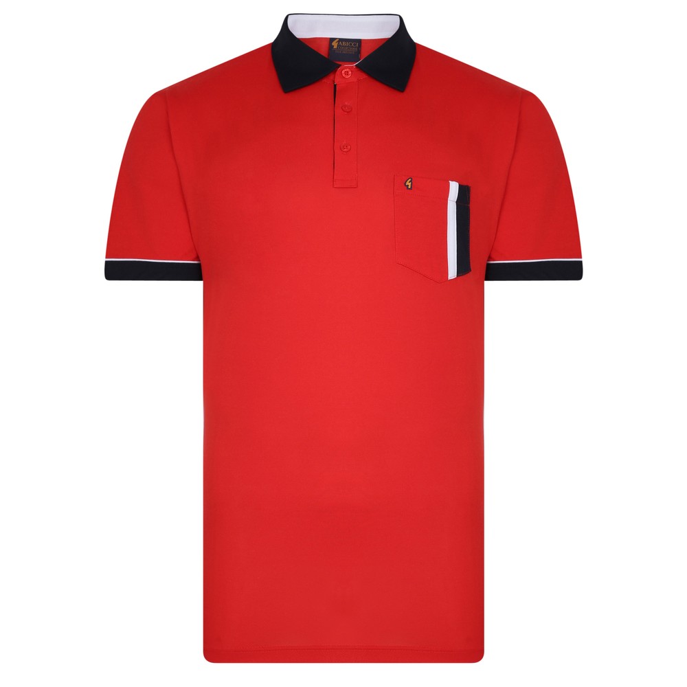 Contrast Stripe Panel Patterned Polo Shirt Poppy