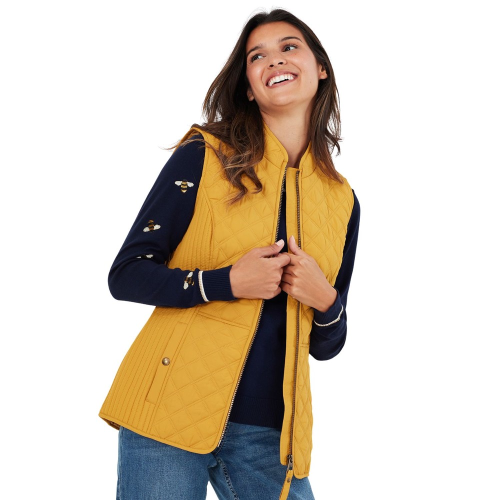 Womens Joules Womens Minx Quilted Gilet in Caramel
