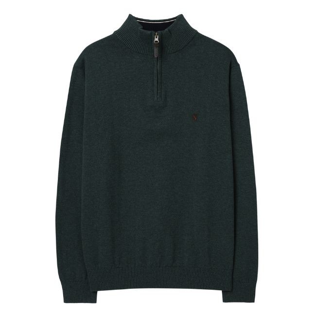 Mens Joules Mens Hillside 1/4 Zip Funnel Neck Jumper in Racing Green